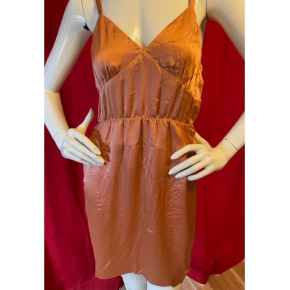 J Crew Serenade Hammered Silk Dress Size 4 Orange Coral - Picture 3 of 6